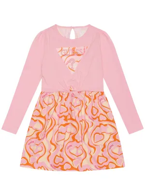 Pink and Orange Long Sleeve Heart Dress (2-7)
