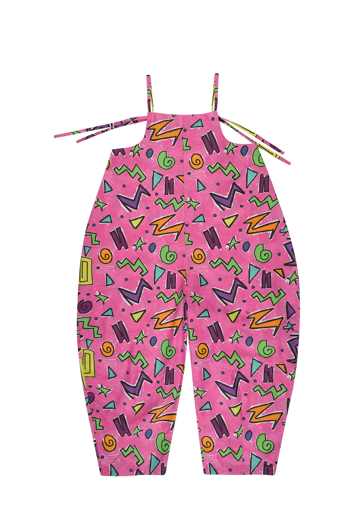 PINK SQUIGGLE PRINT BALLOON JUMPSUIT