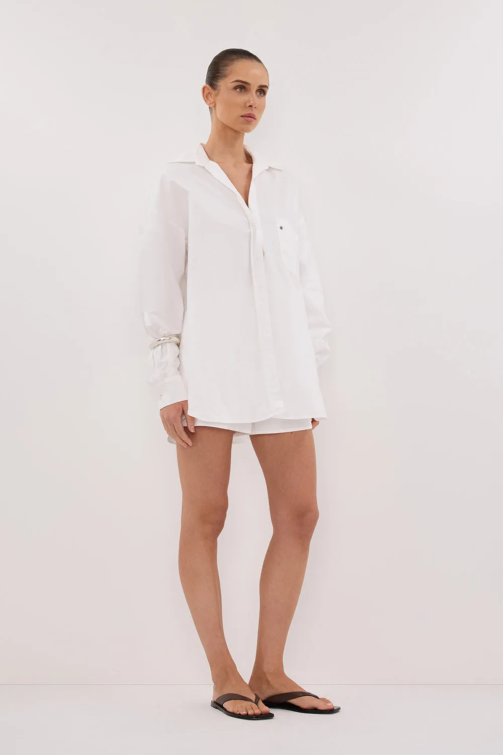 RHEA WHITE OVERSIZED COTTON SHIRT