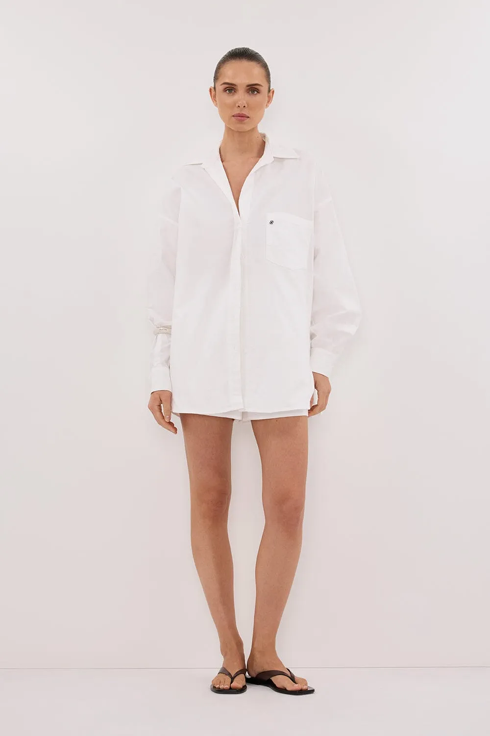 RHEA WHITE OVERSIZED COTTON SHIRT