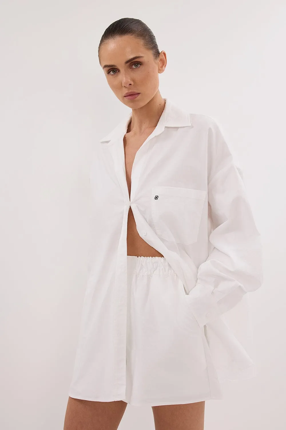 RHEA WHITE OVERSIZED COTTON SHIRT