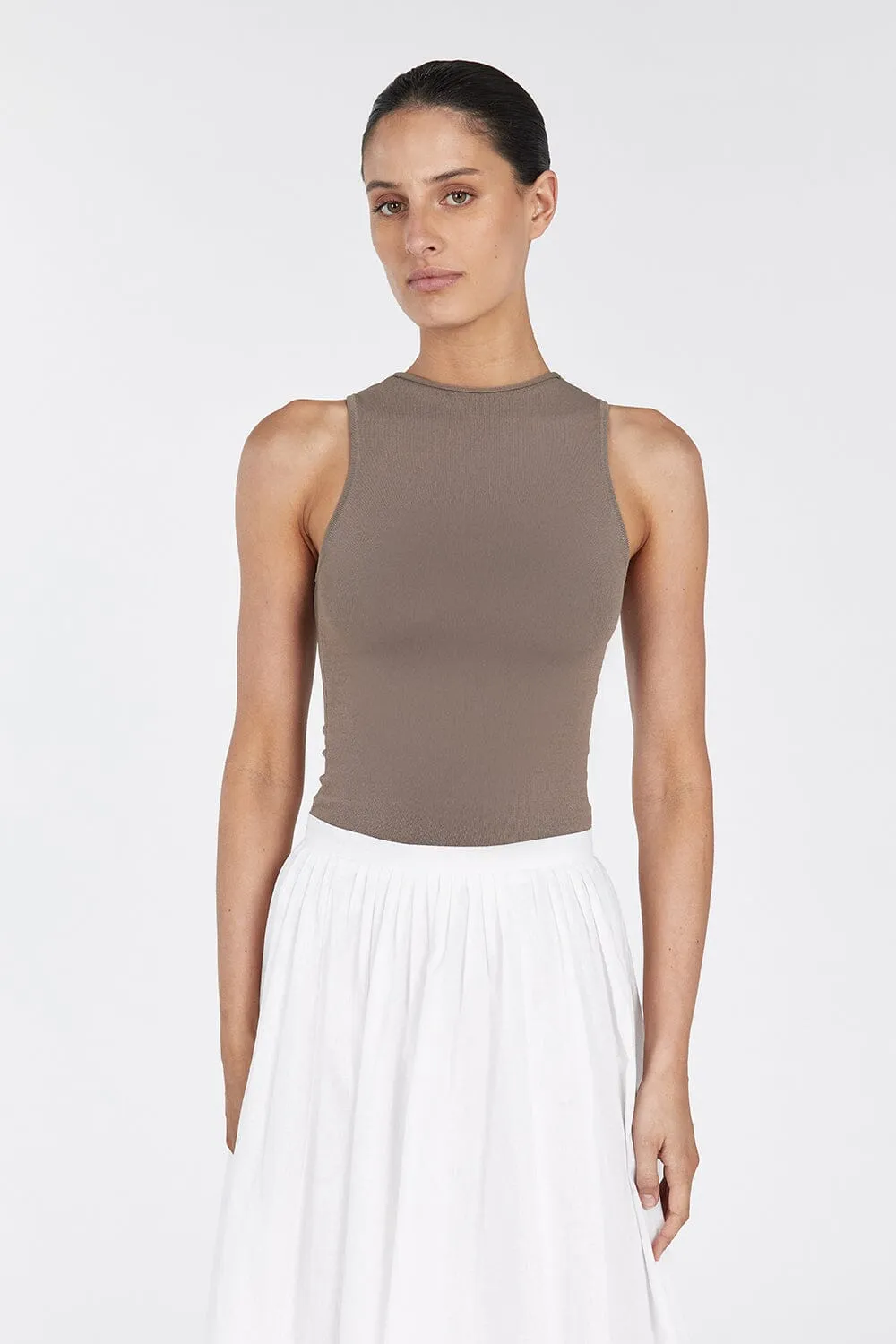 RUBY TAUPE BOAT NECK KNIT TOP