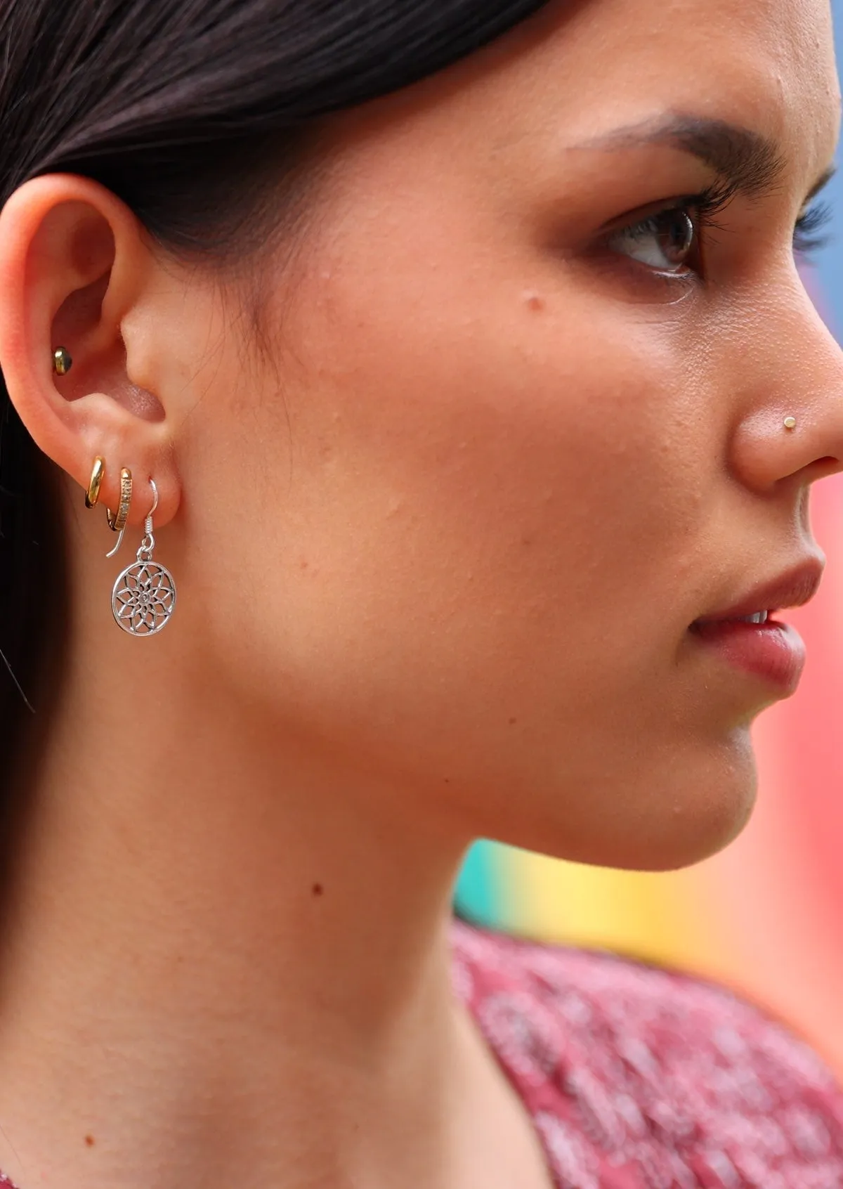 Sacred Silver Flower Earrings