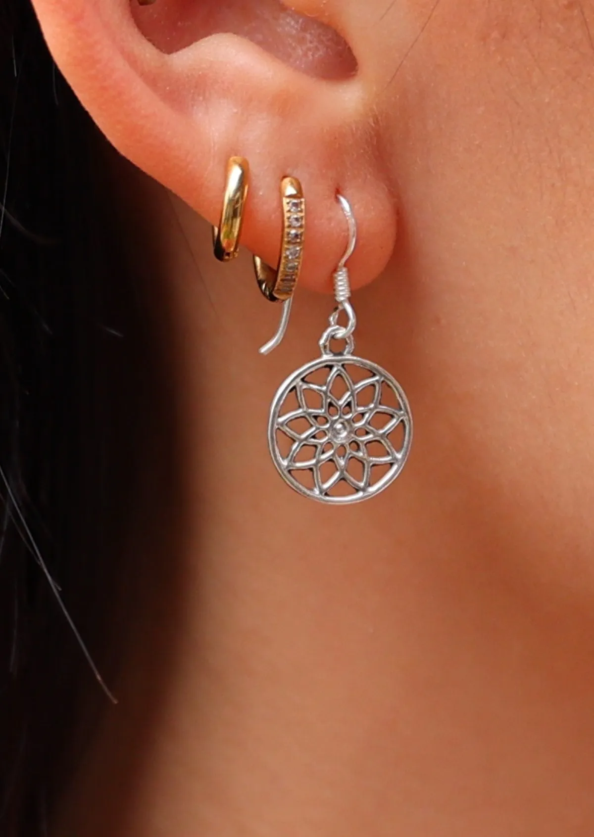 Sacred Silver Flower Earrings