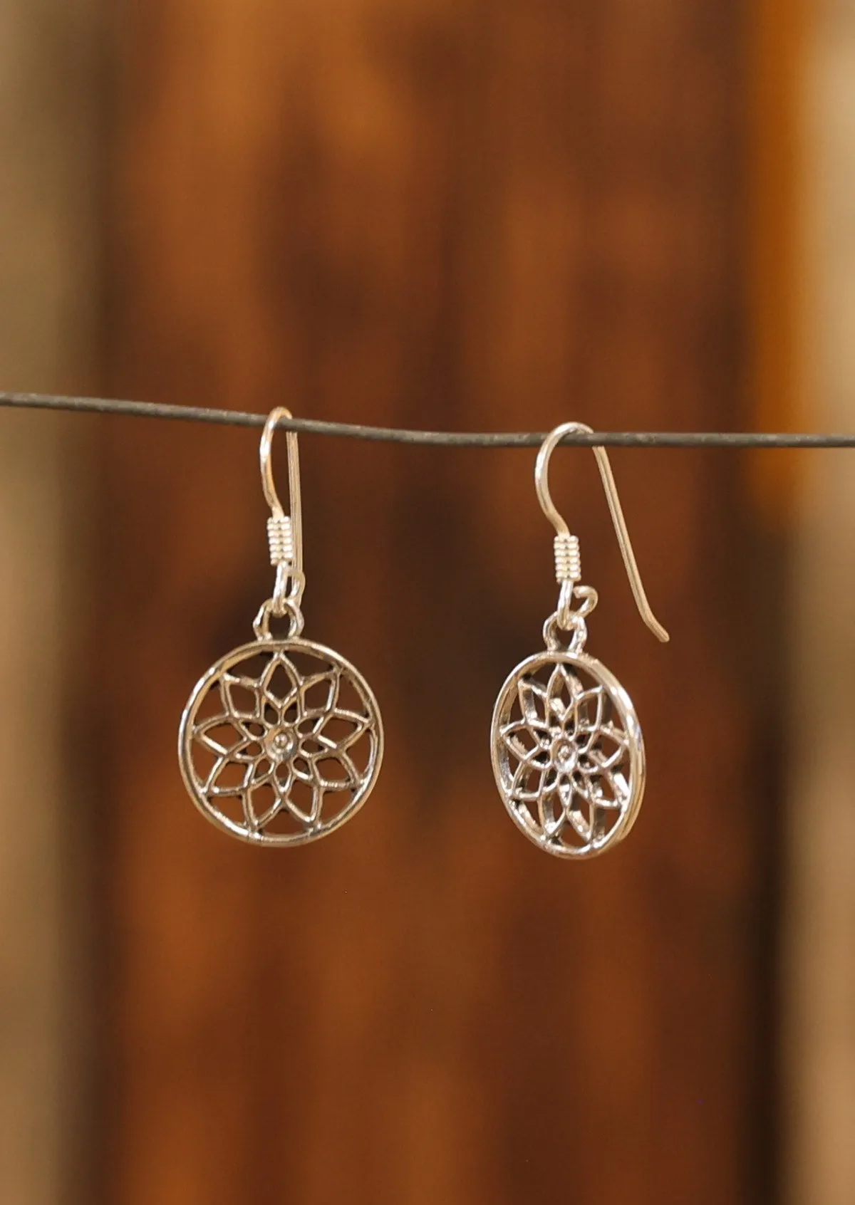 Sacred Silver Flower Earrings