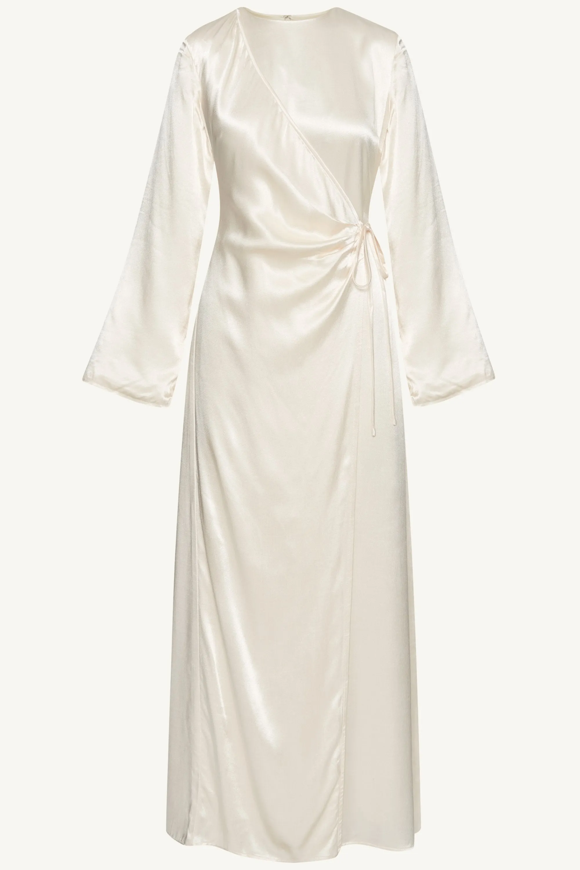 Samiya Silk Wrap Maxi Dress - Pearl