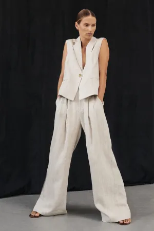 SELAH NATURAL LINEN SLEEVELESS VEST
