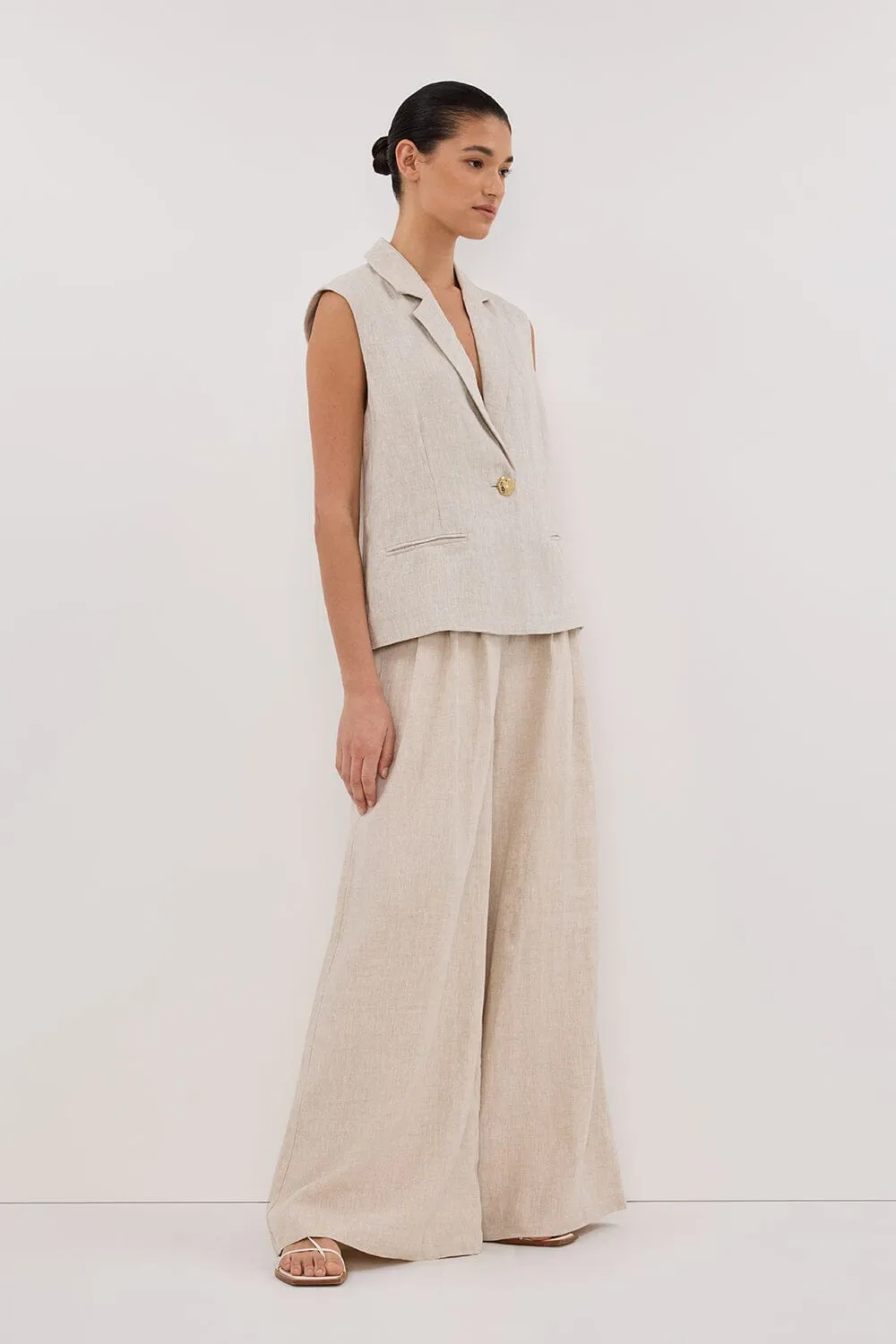 SELAH NATURAL LINEN SLEEVELESS VEST