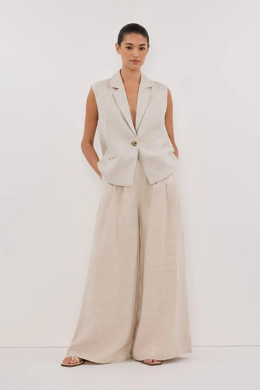 SELAH NATURAL LINEN SLEEVELESS VEST