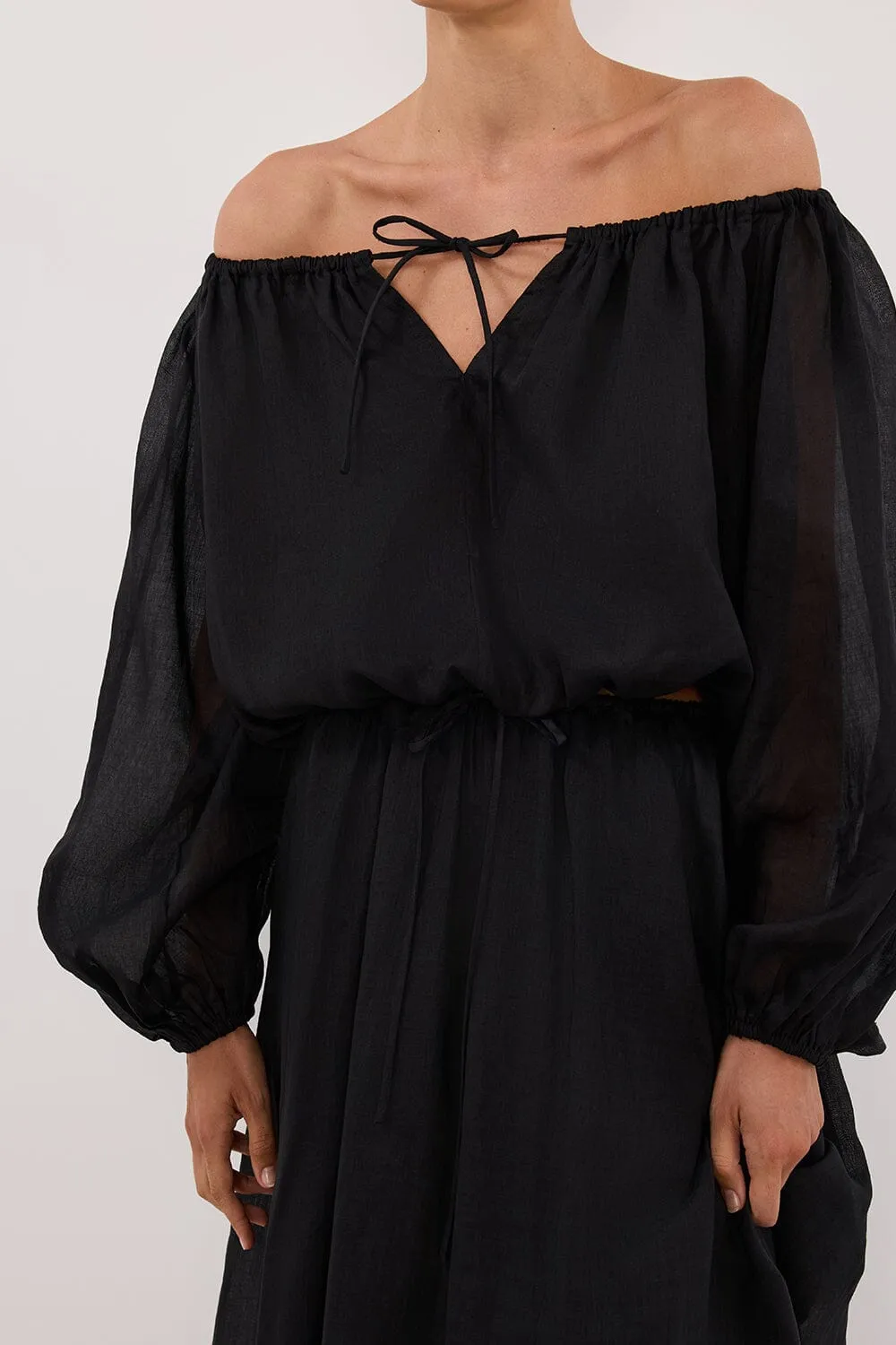 SELENE BLACK RAMIE LONGSLEEVE TOP