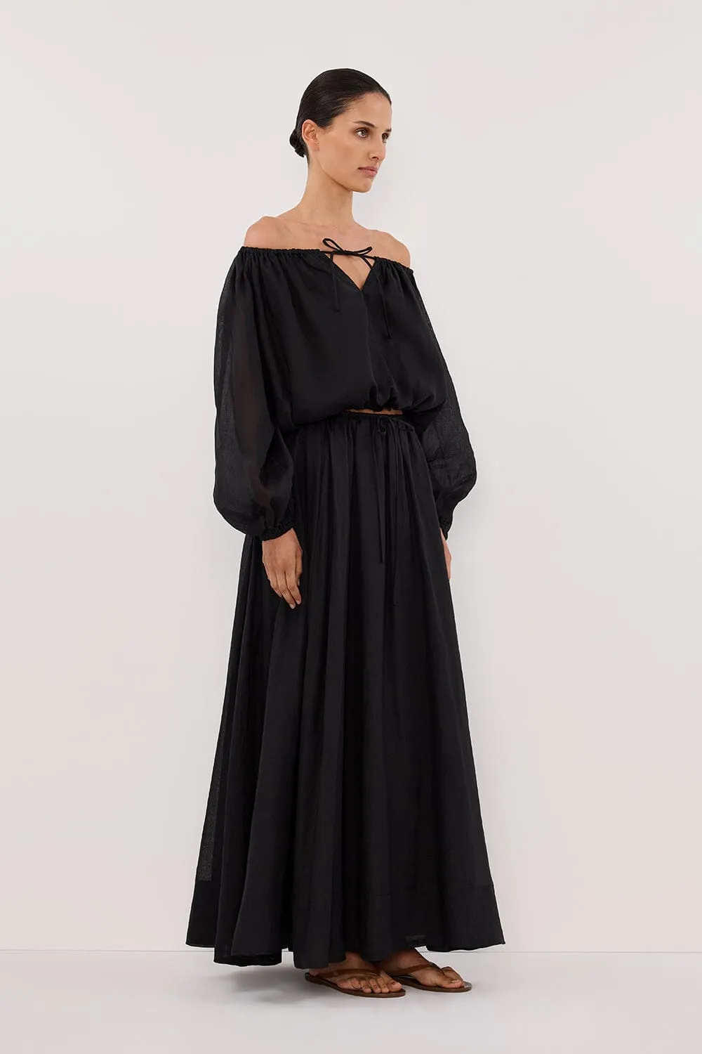 SELENE BLACK RAMIE LONGSLEEVE TOP