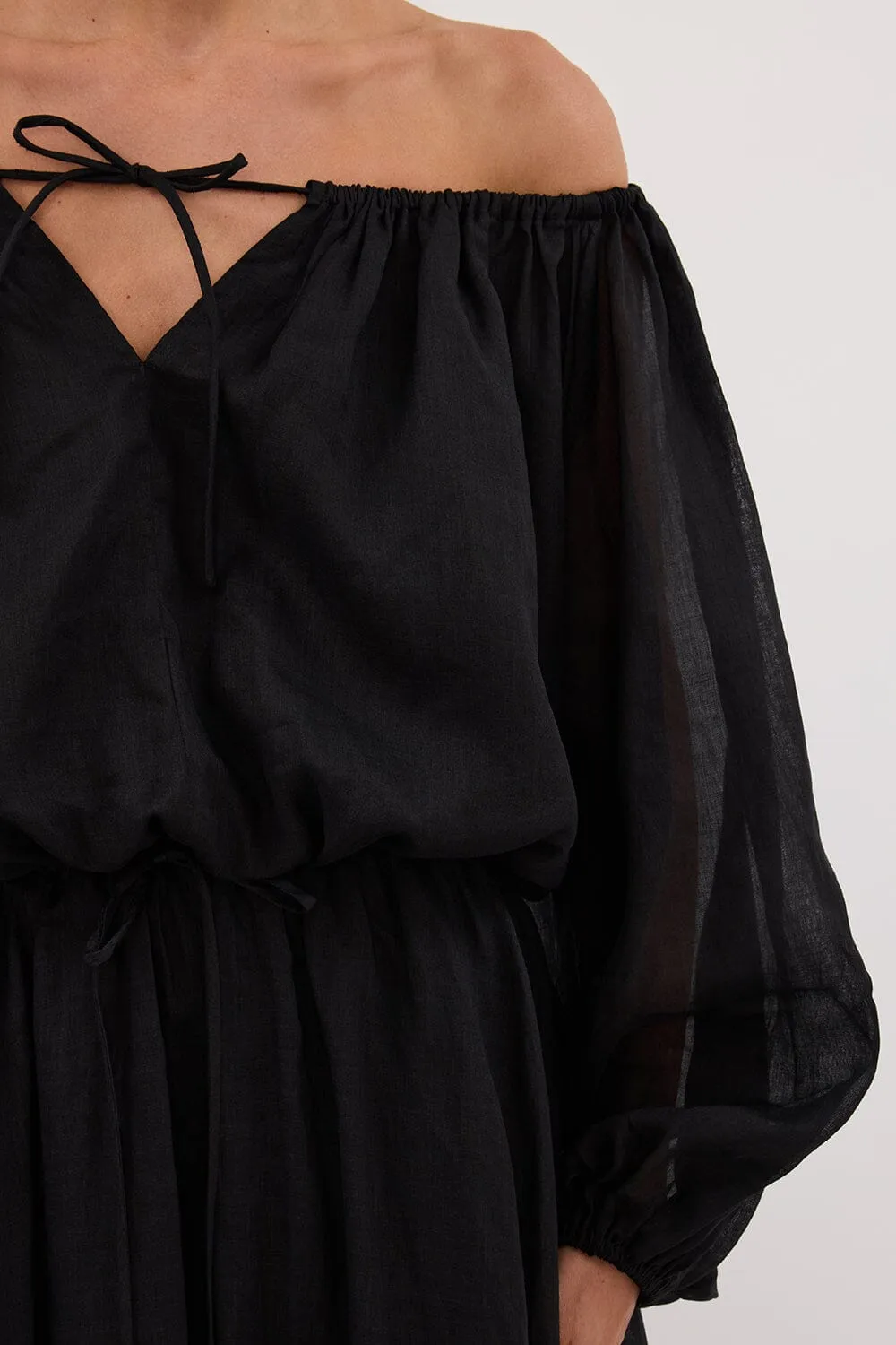 SELENE BLACK RAMIE LONGSLEEVE TOP