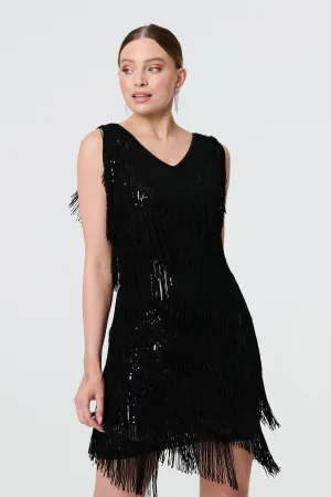 Sequin Tassel Fringed Mini Dress