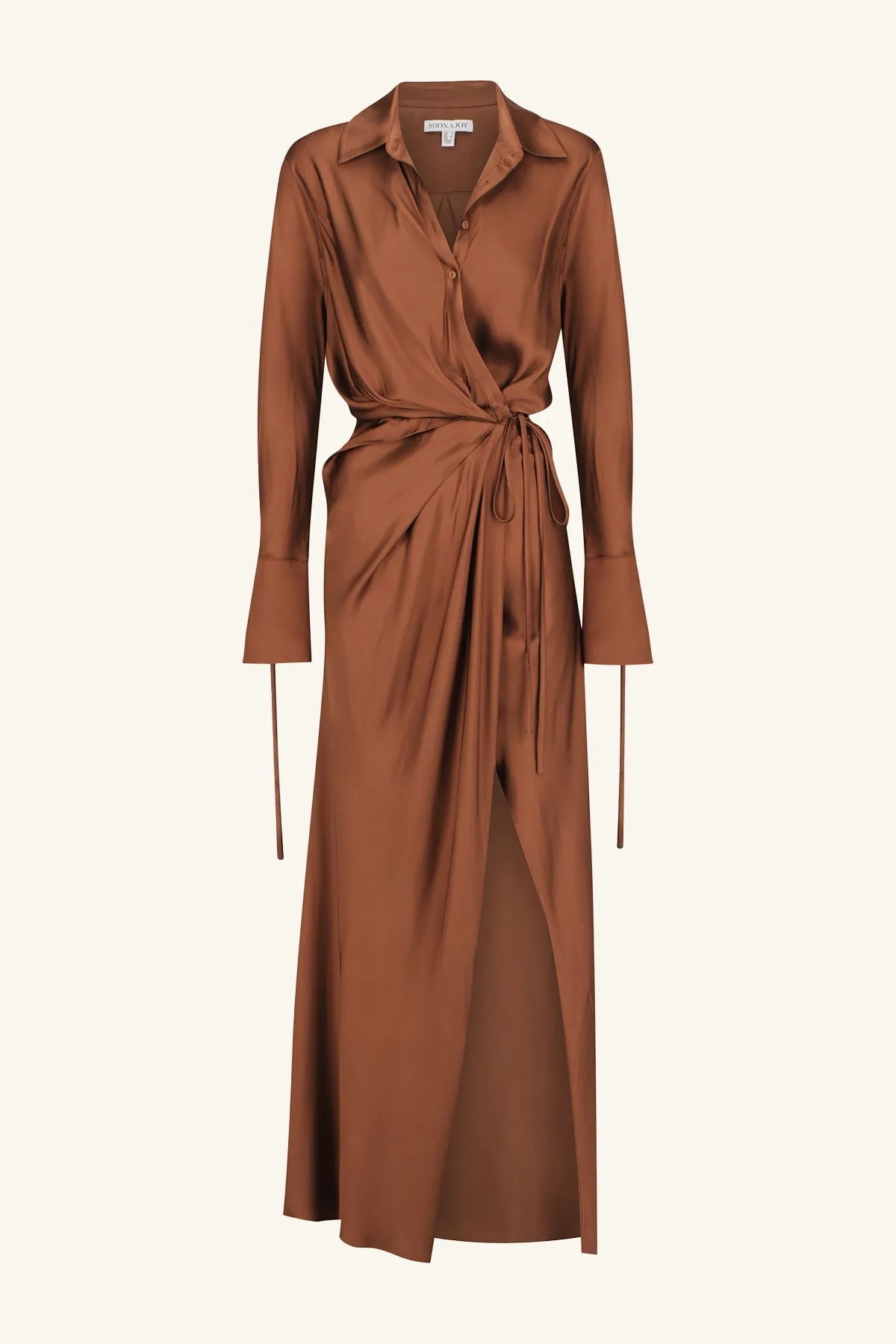 SHAE DRAPED SHIRT MAXI DRESS - CHOCOLATE
