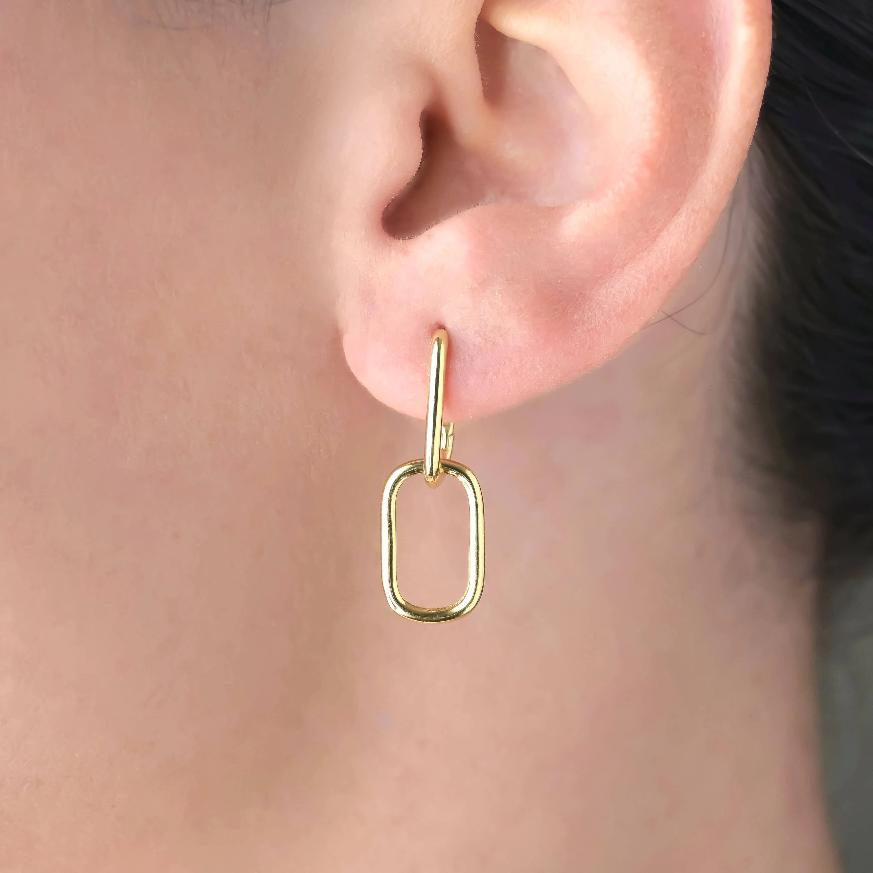 Silver Link Chain Hoops - Sterling Silver Removable U Hoops