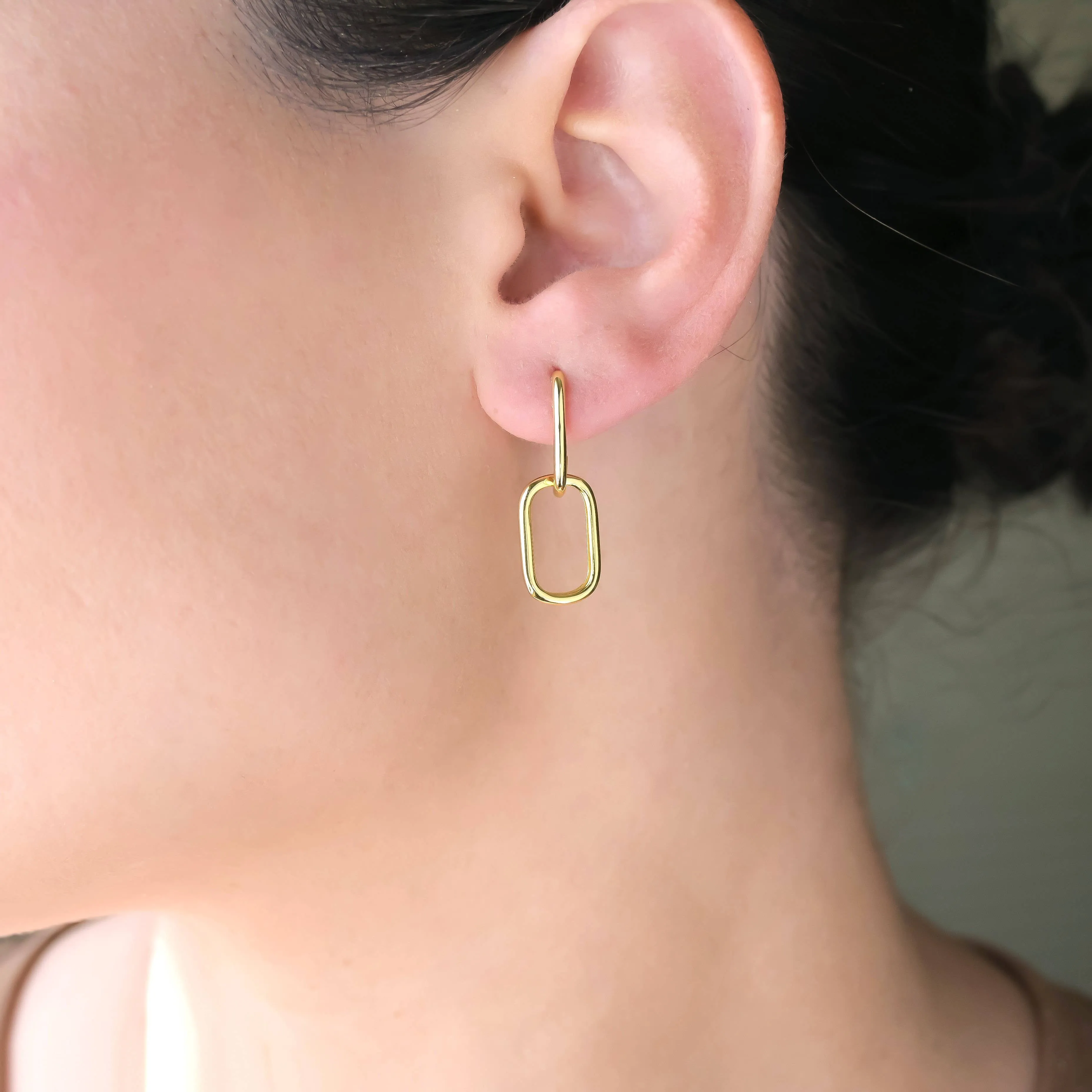 Silver Link Chain Hoops - Sterling Silver Removable U Hoops