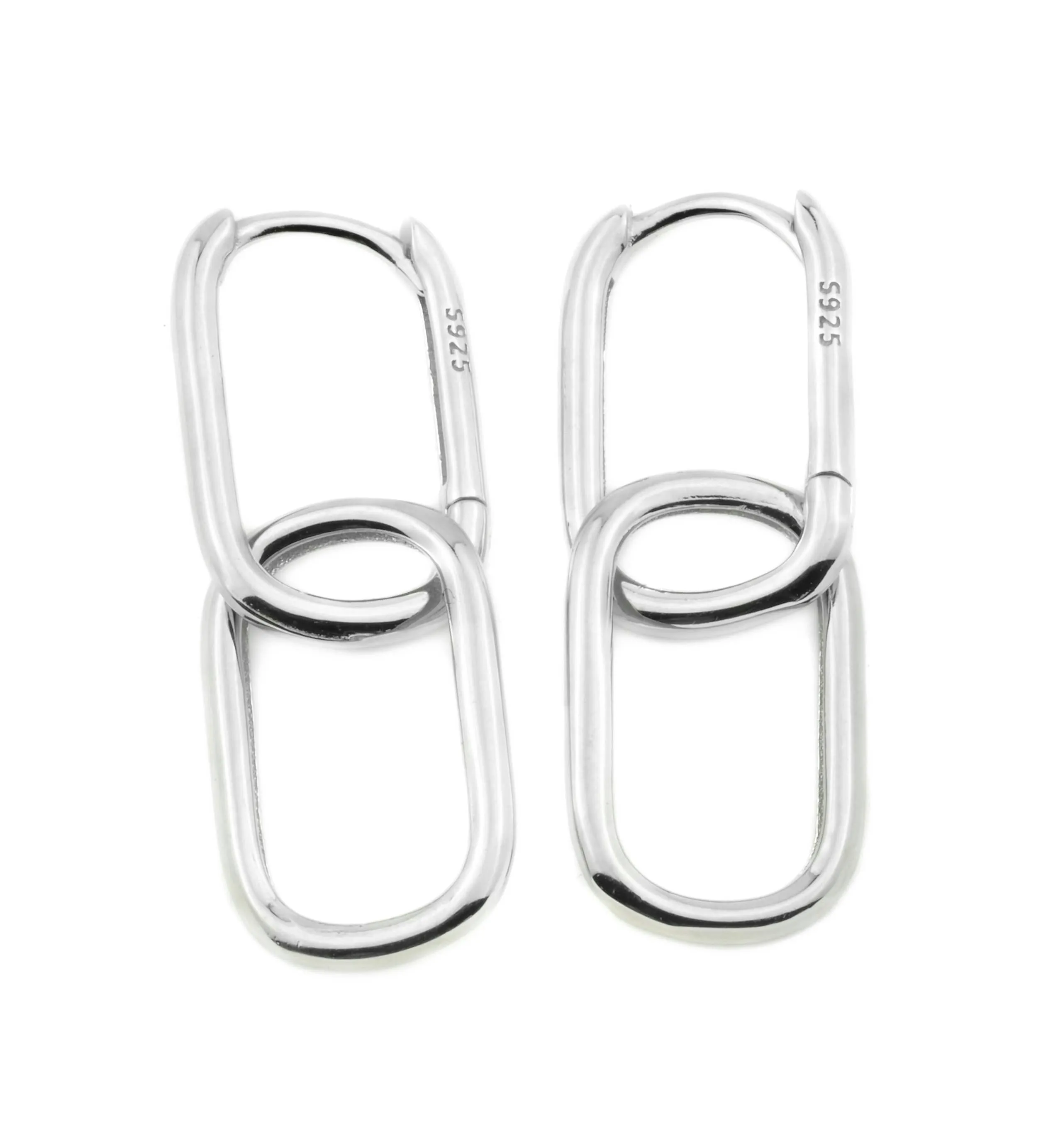 Silver Link Chain Hoops - Sterling Silver Removable U Hoops