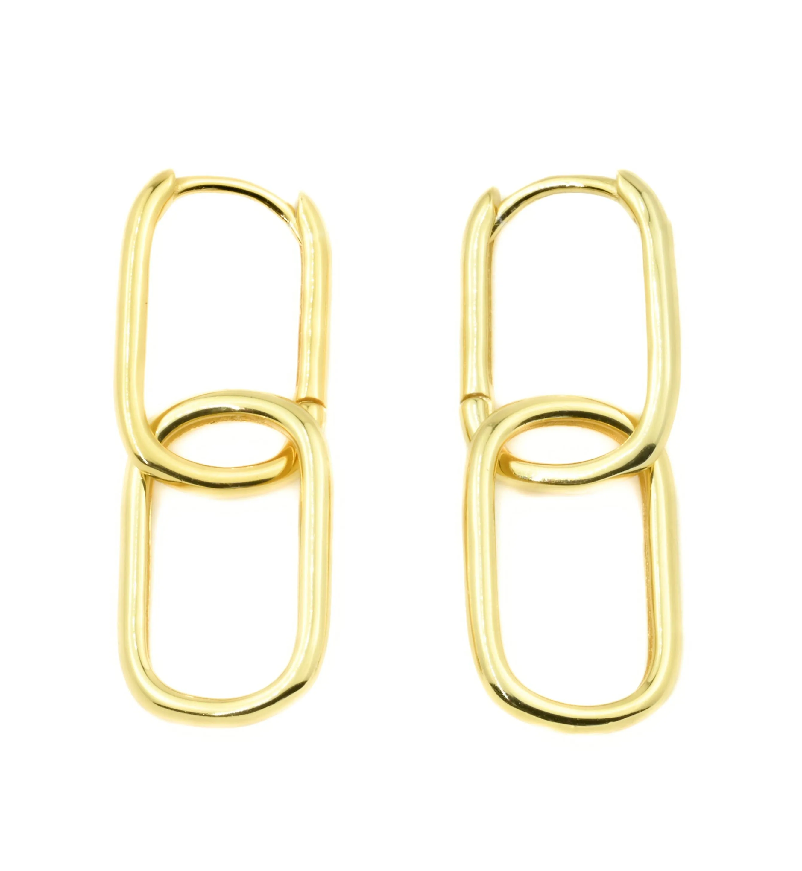 Silver Link Chain Hoops - Sterling Silver Removable U Hoops