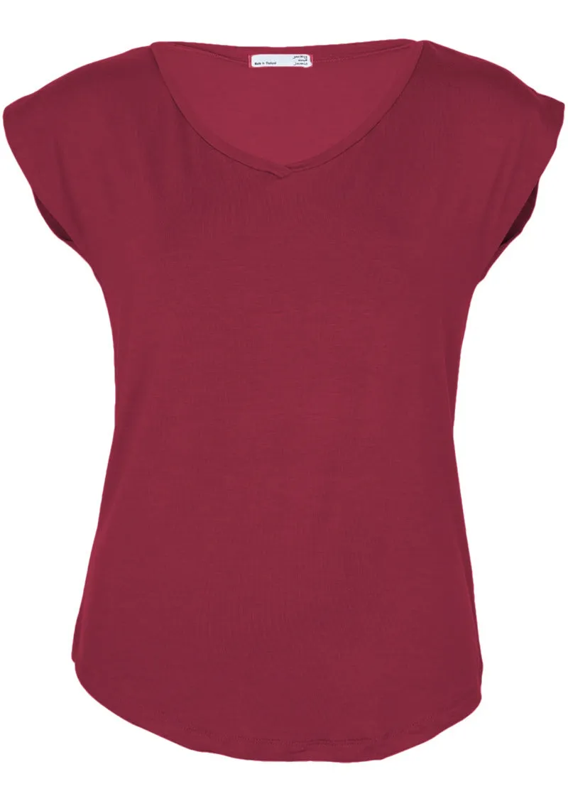 Simple Top V-neck Maroon