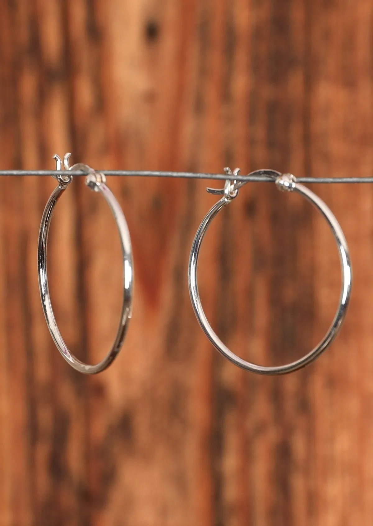 Slim Silver Hoops
