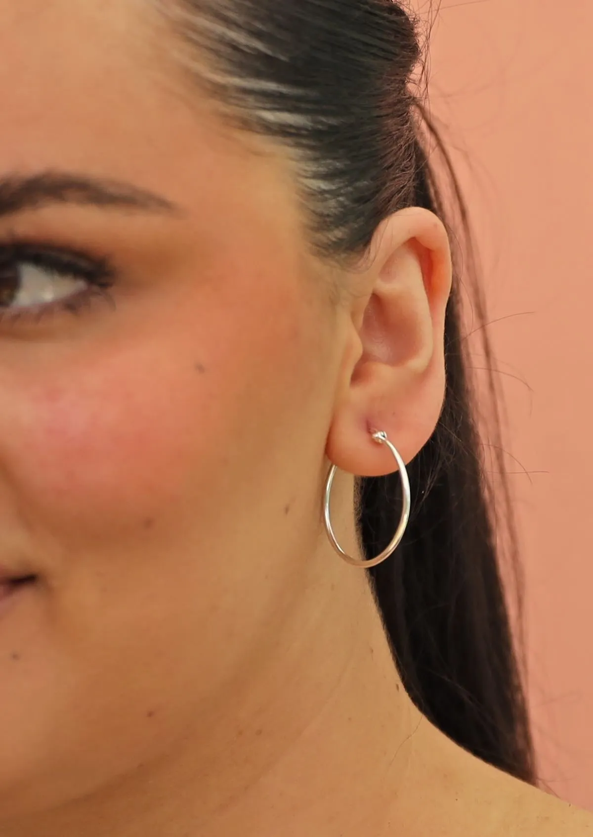 Slim Silver Hoops