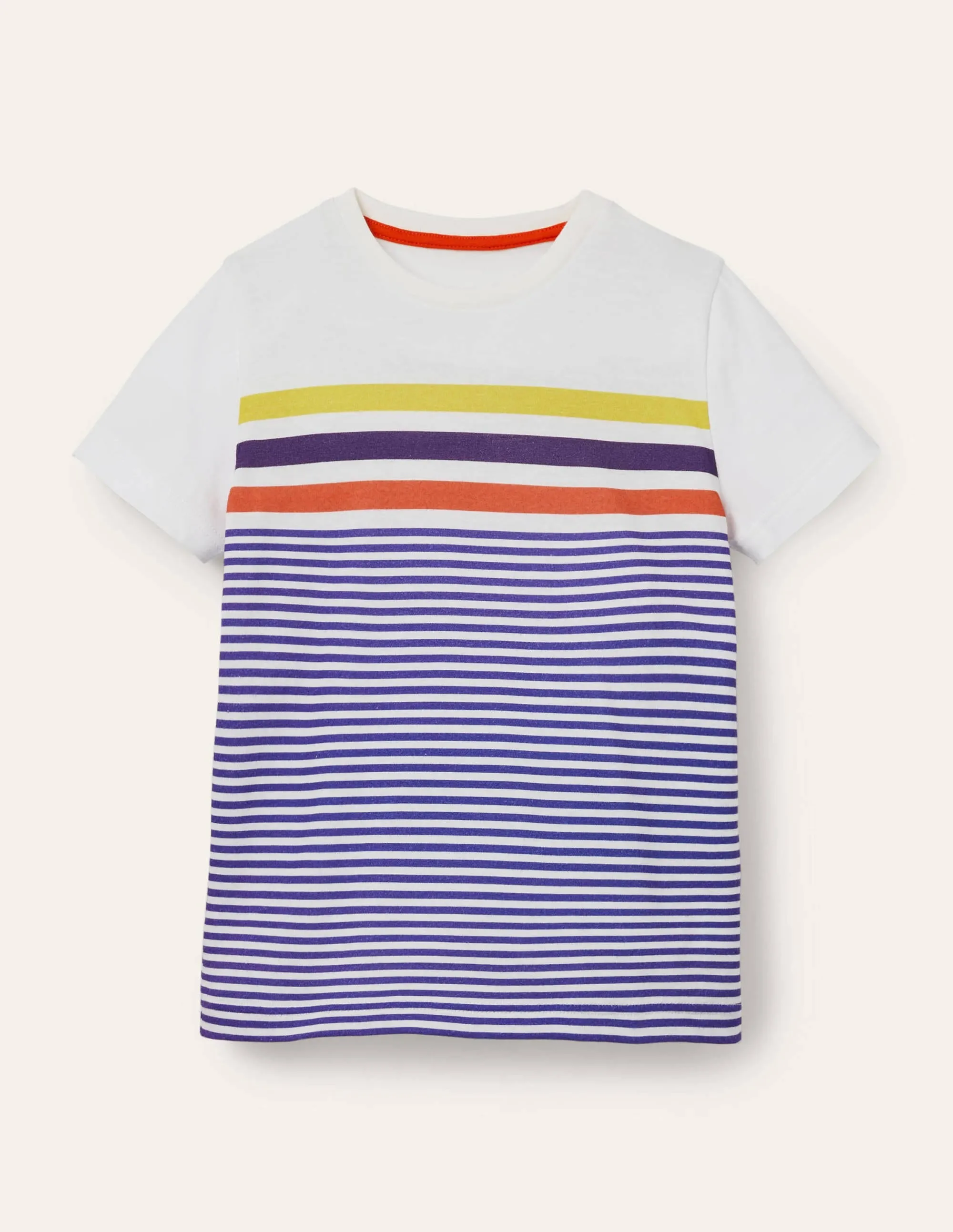 Slub Washed T-shirt-Brilliant Blue/Ivory