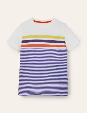 Slub Washed T-shirt-Brilliant Blue/Ivory