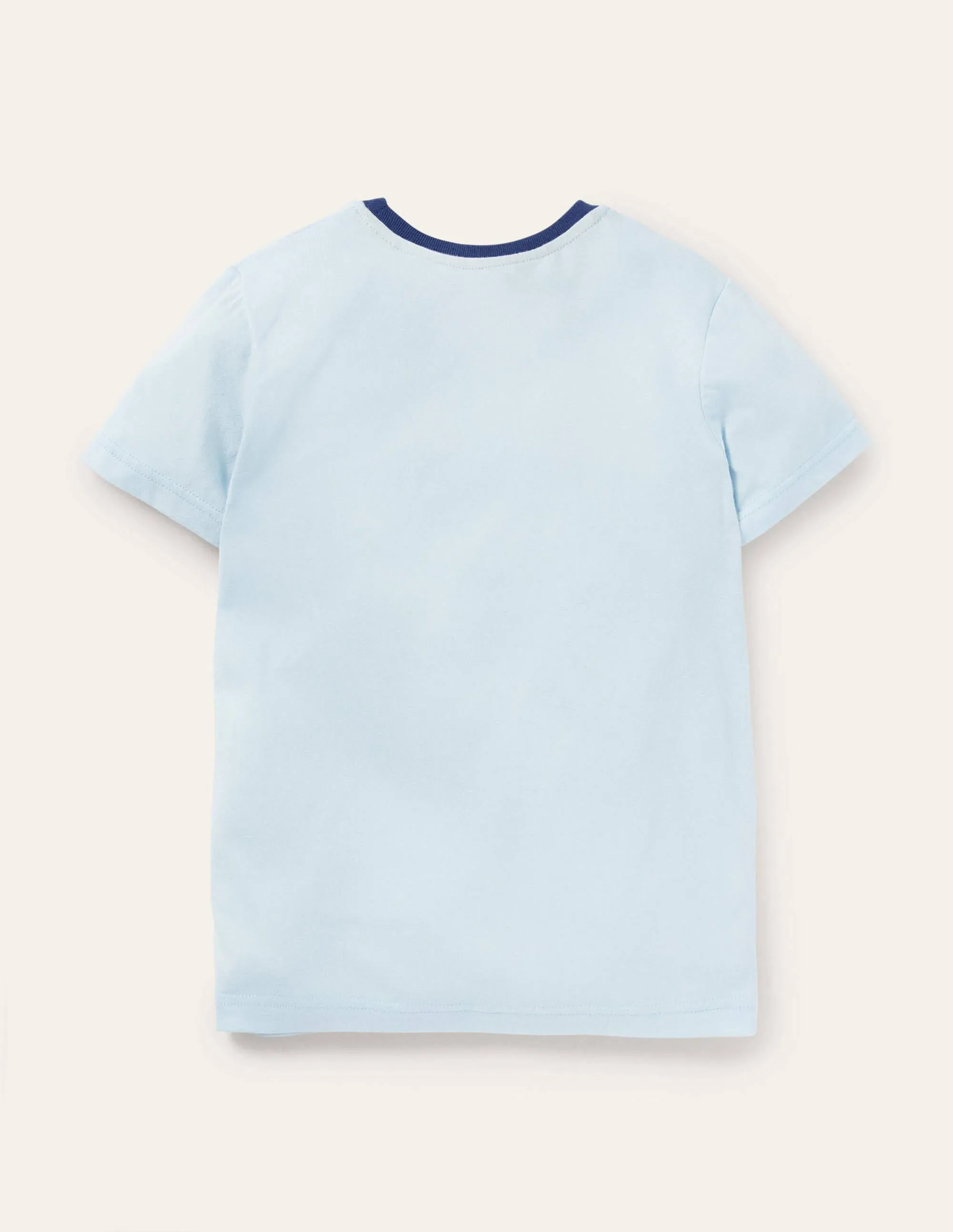 Slub Washed T-shirt-Frost/Rainbow Chest Stripe