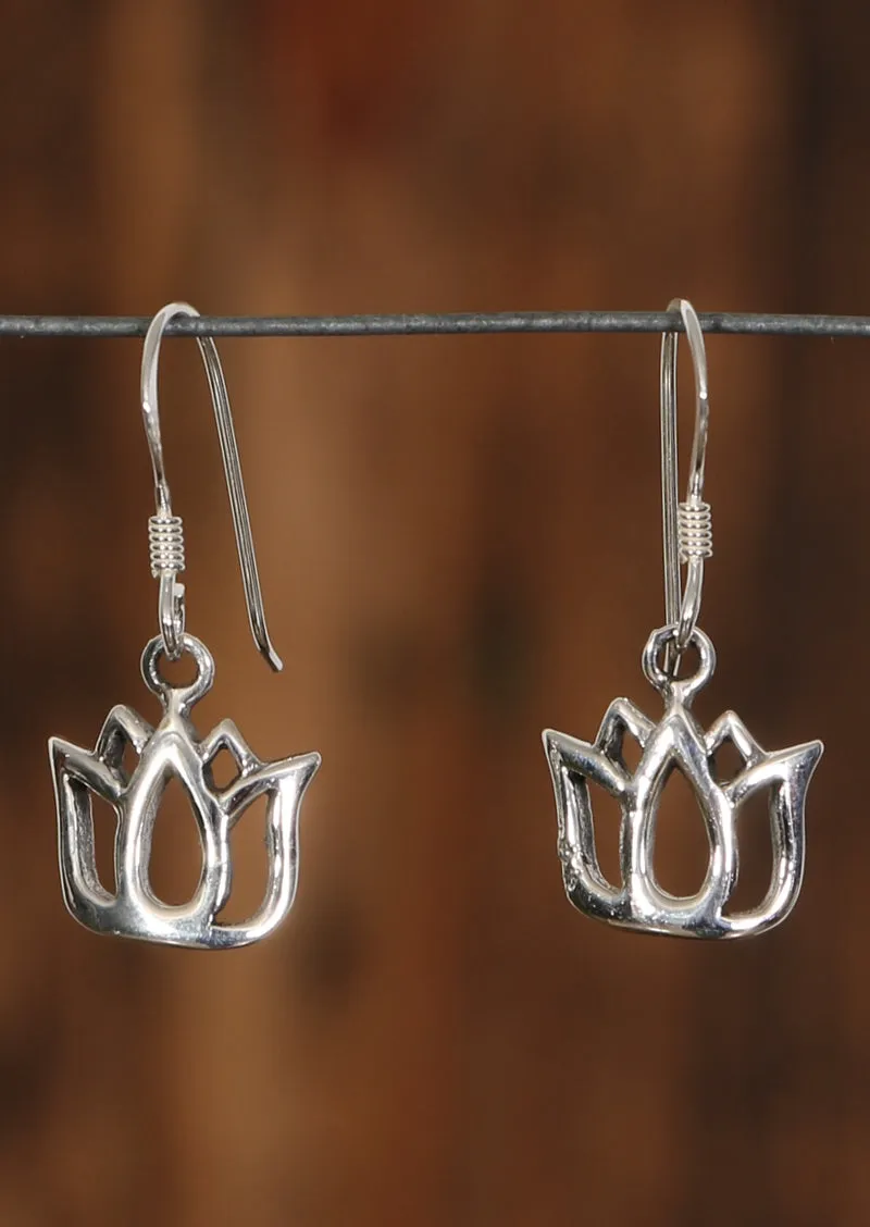Small Lotus Flower Earrings