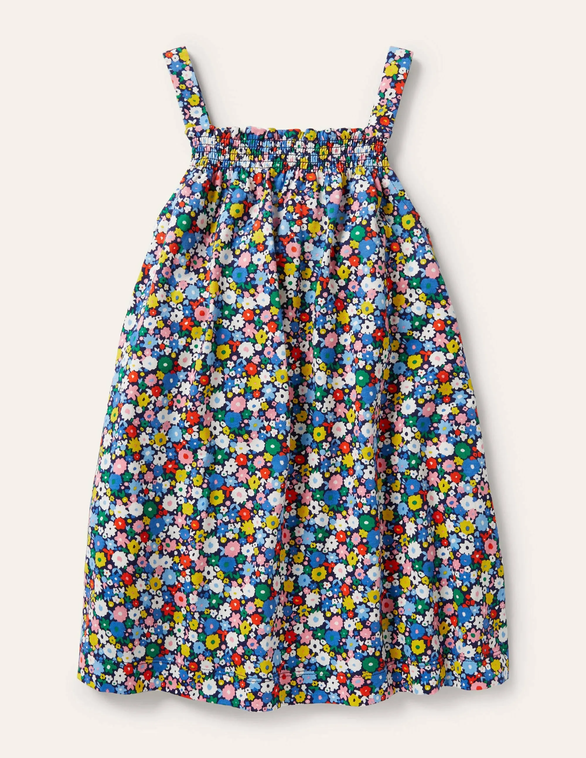Smocked Skort Dress-Elizabethan Blue Flowerpatch