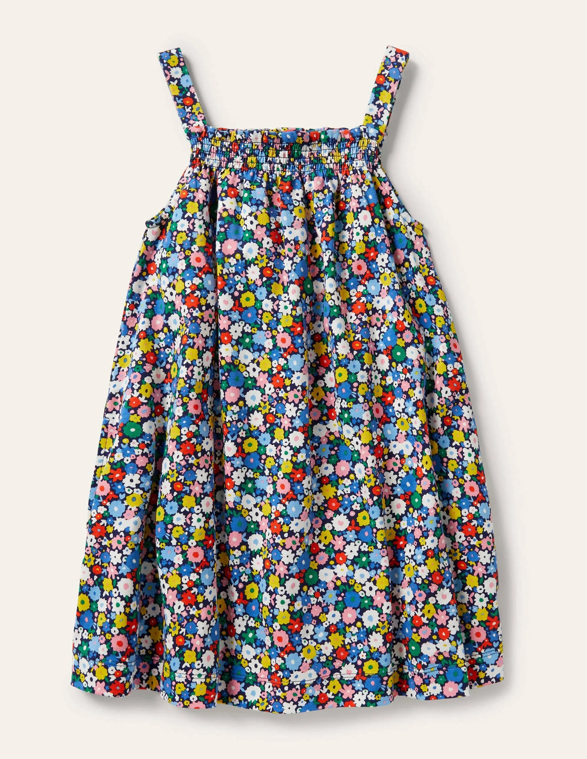 Smocked Skort Dress-Elizabethan Blue Flowerpatch