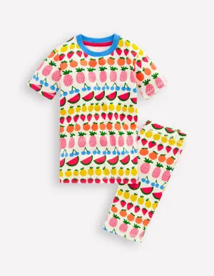 Snug Short John Pyjamas-Fruit Stripe
