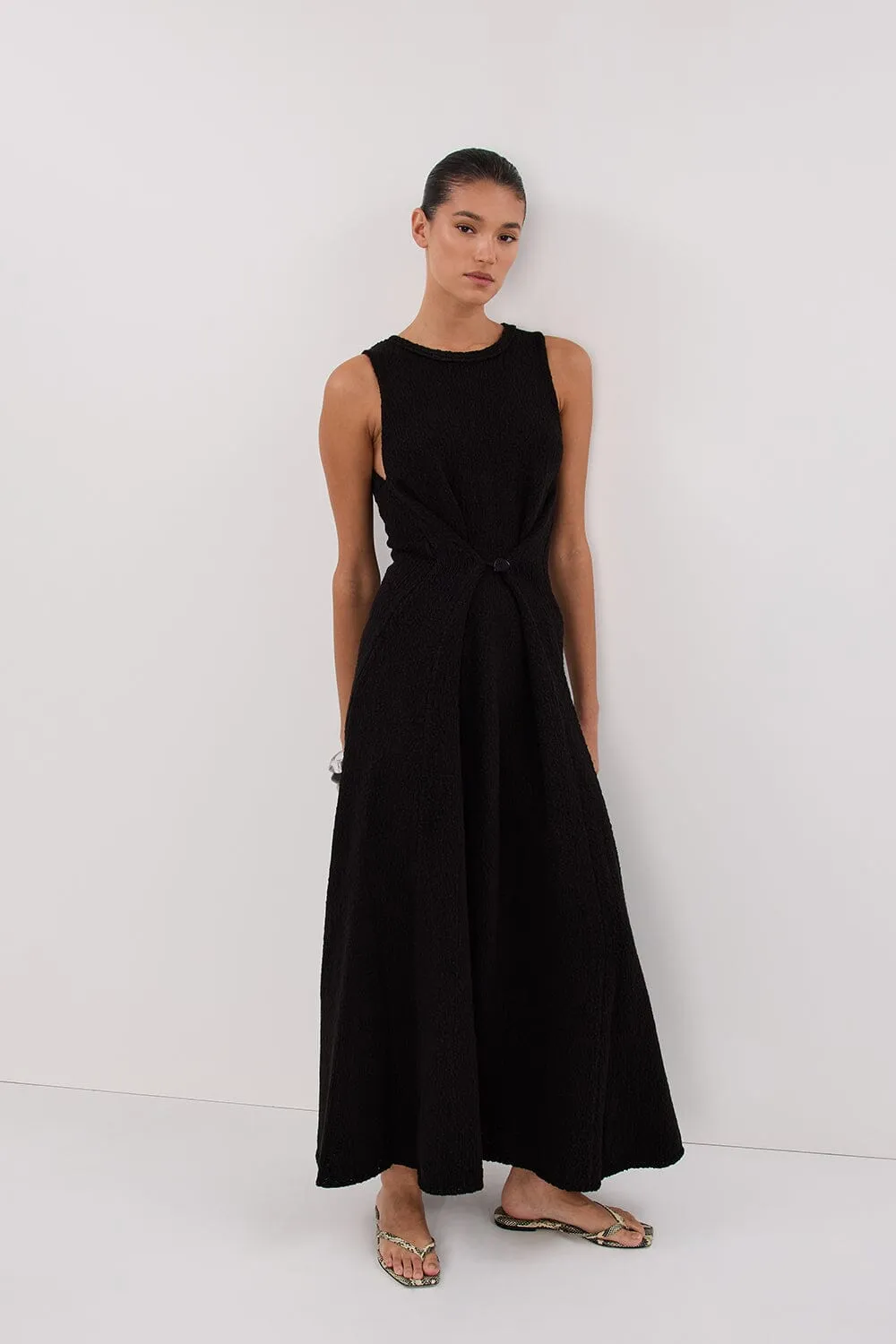 SUE BLACK KNIT MAXI DRESS