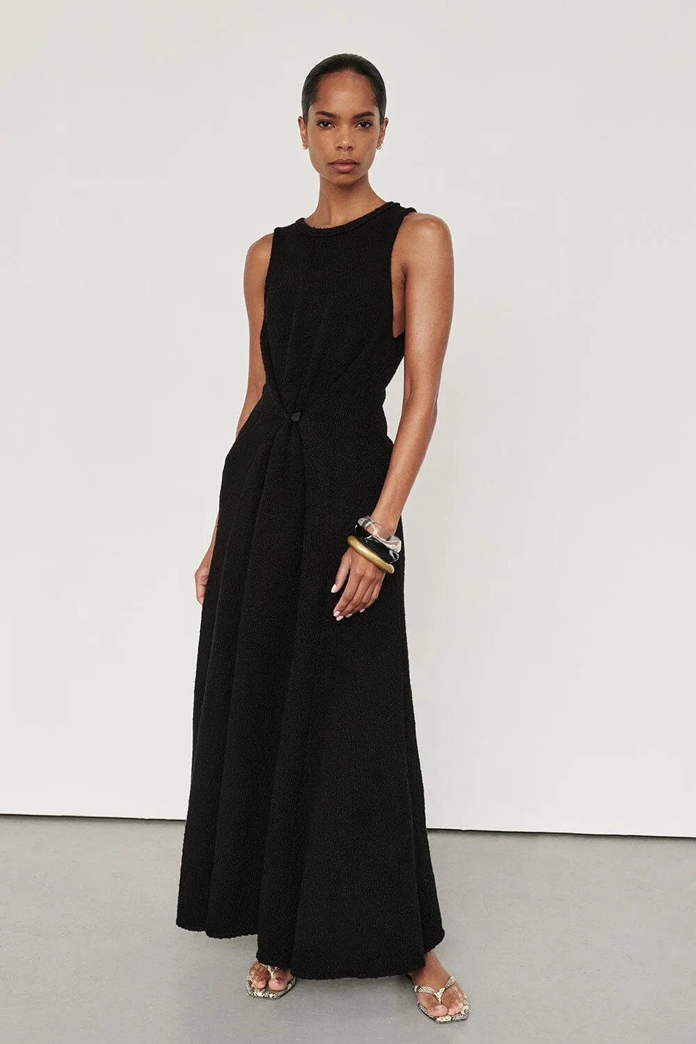 SUE BLACK KNIT MAXI DRESS