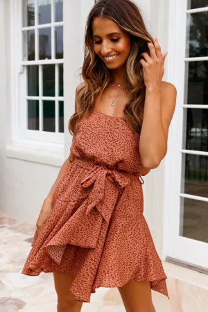Supernatural Feeling One-Shoulder Waist Tie Dress Animal Print Rose