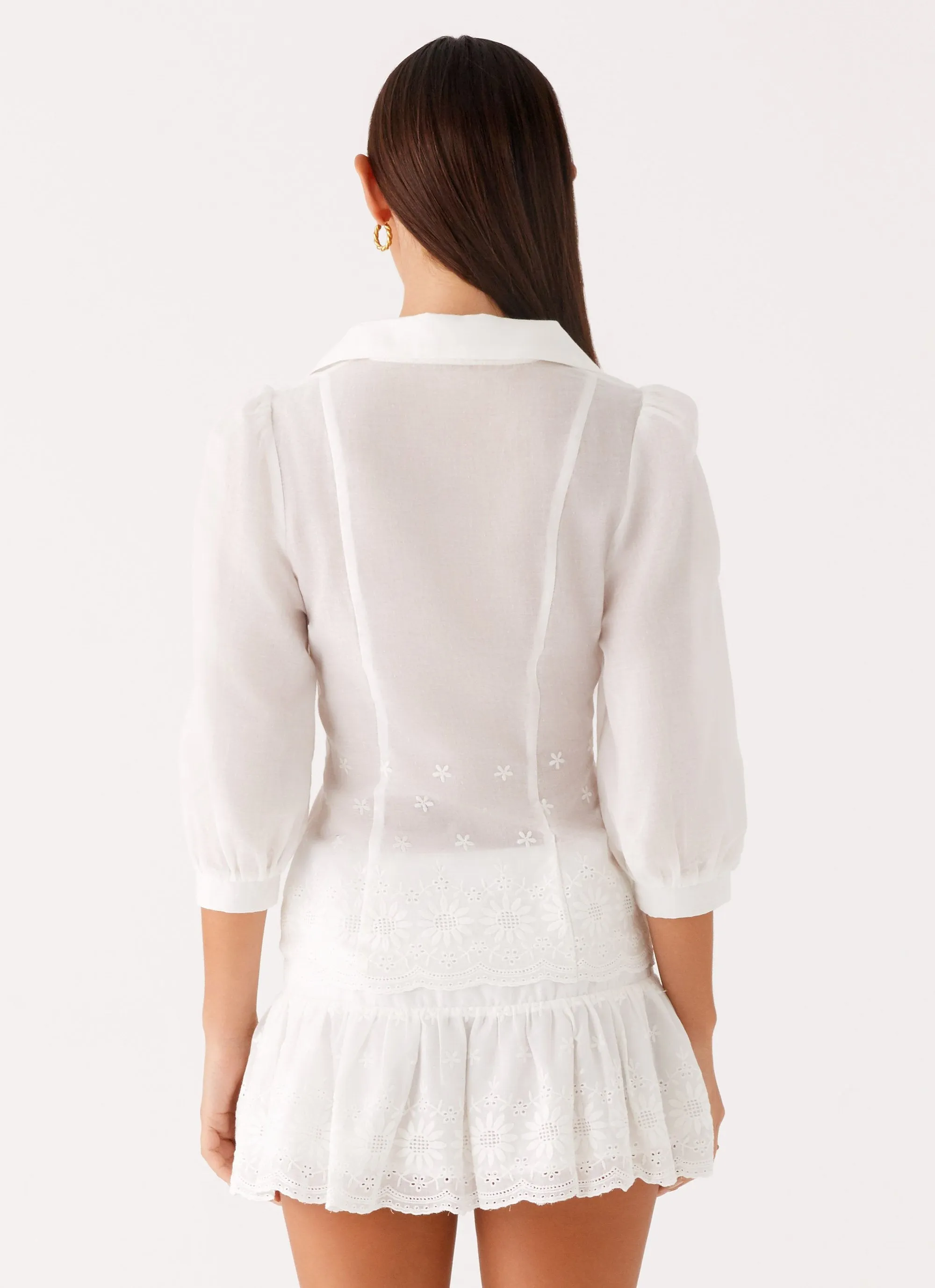 Sync Love Broderie Mini Skirt - White