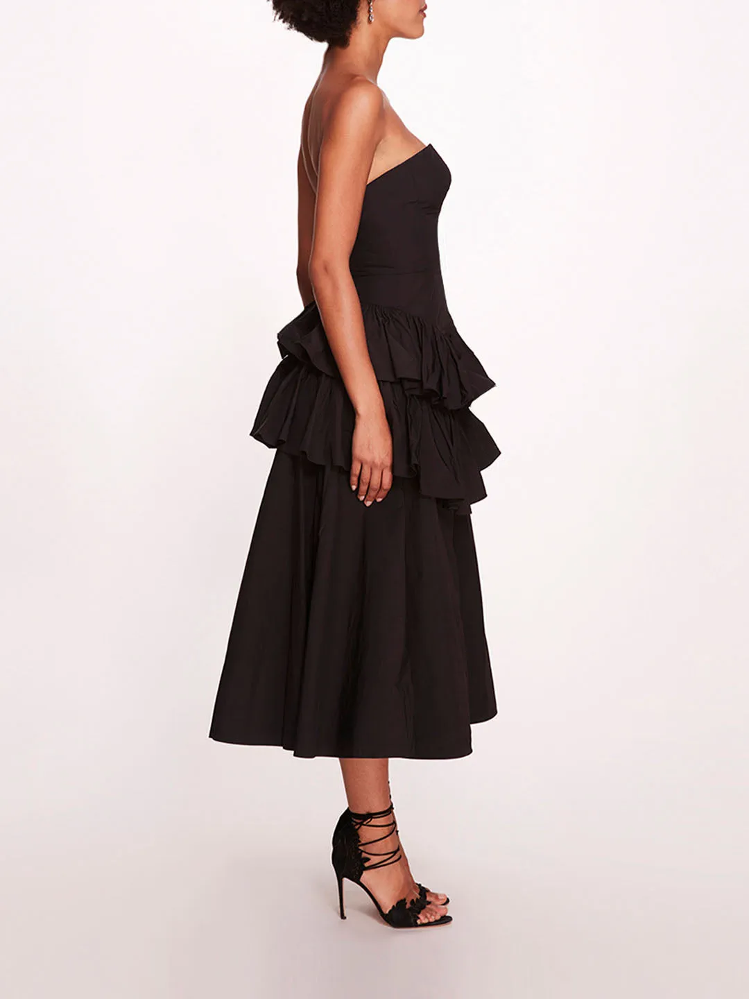 Taffeta Tiered Midi Dress