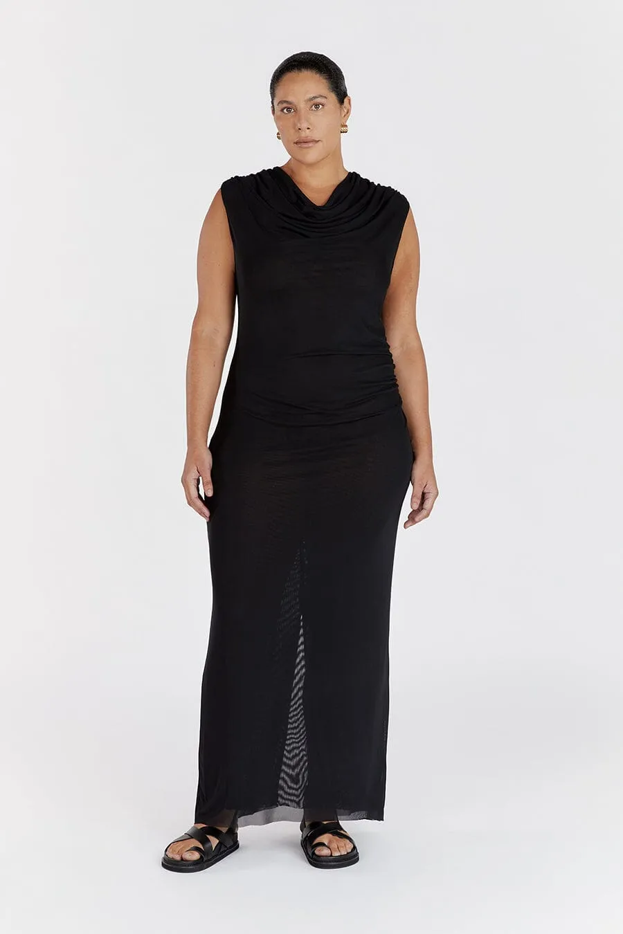 TATE BLACK MESH SLEEVELESS DRESS