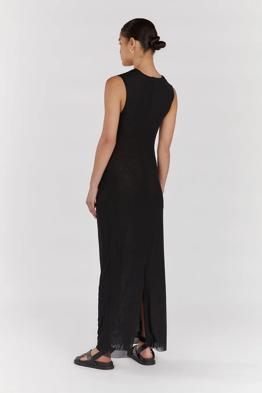 TATE BLACK MESH SLEEVELESS DRESS
