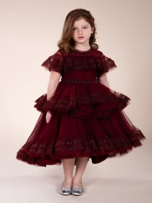Tiered Embellished Tulle Gown