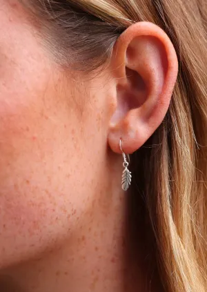 Tiny Silver Feather Earrings