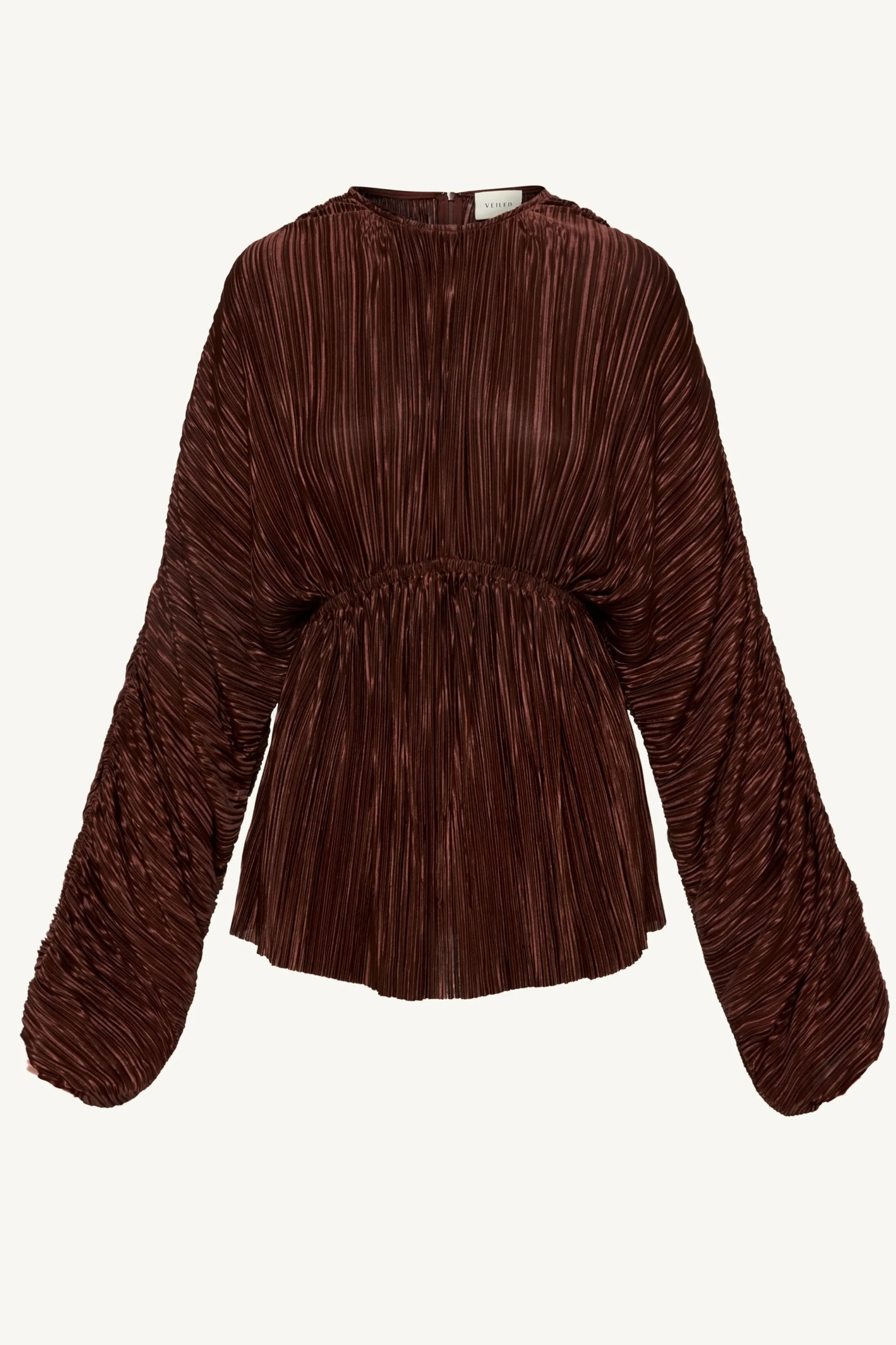 Vera Satin Plisse Batwing Top - Chocolate