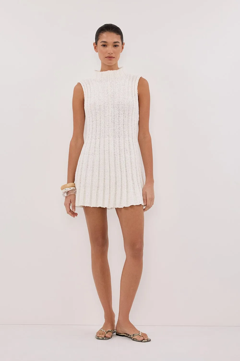 VERO OFF WHITE KNIT MINI DRESS