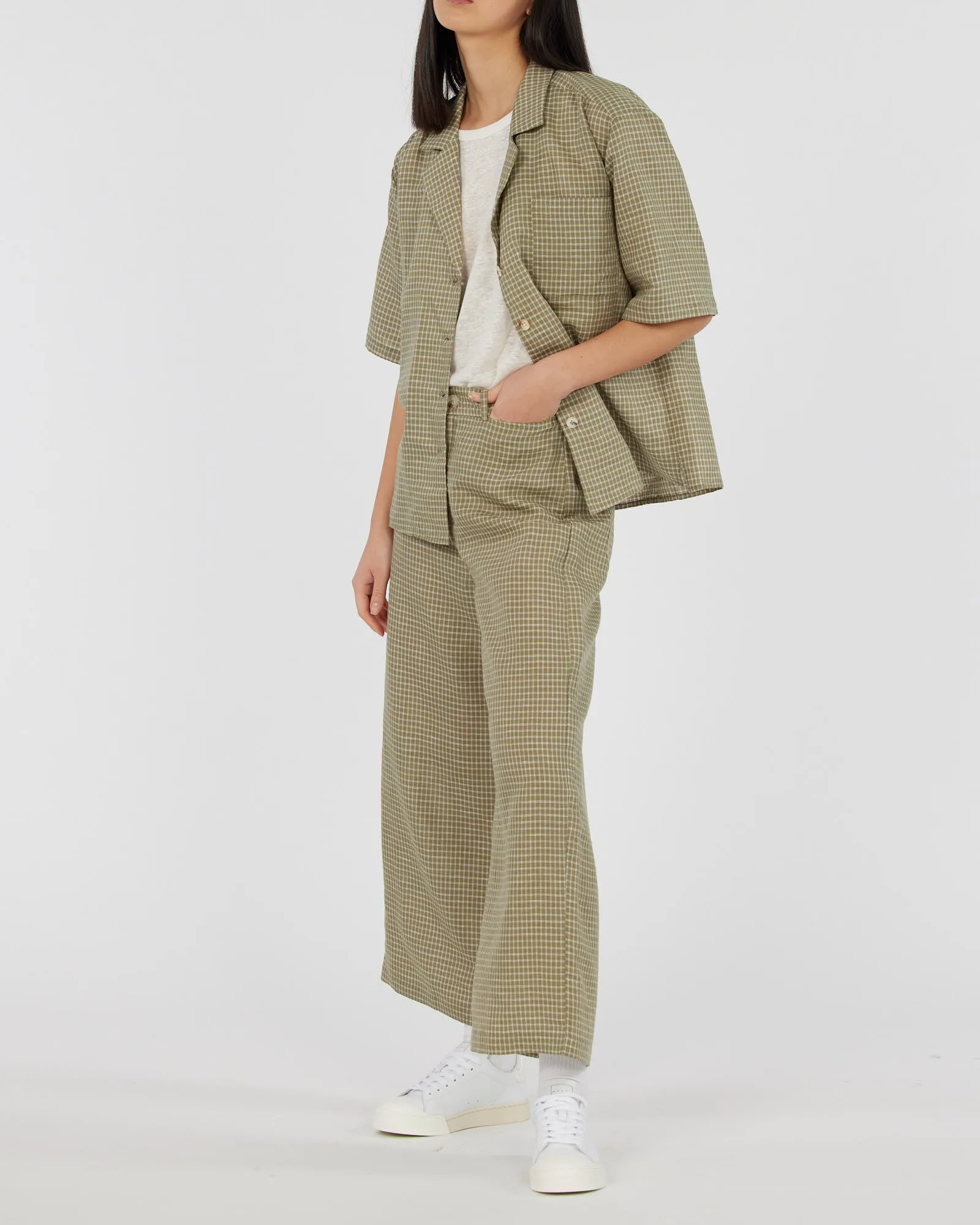 Virtuous Check Oversized Shirt - Olive