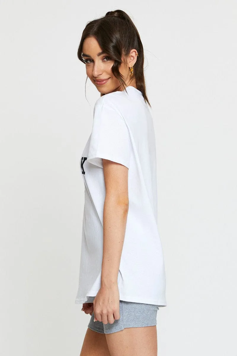White Graphic T Shirt Short Sleeve