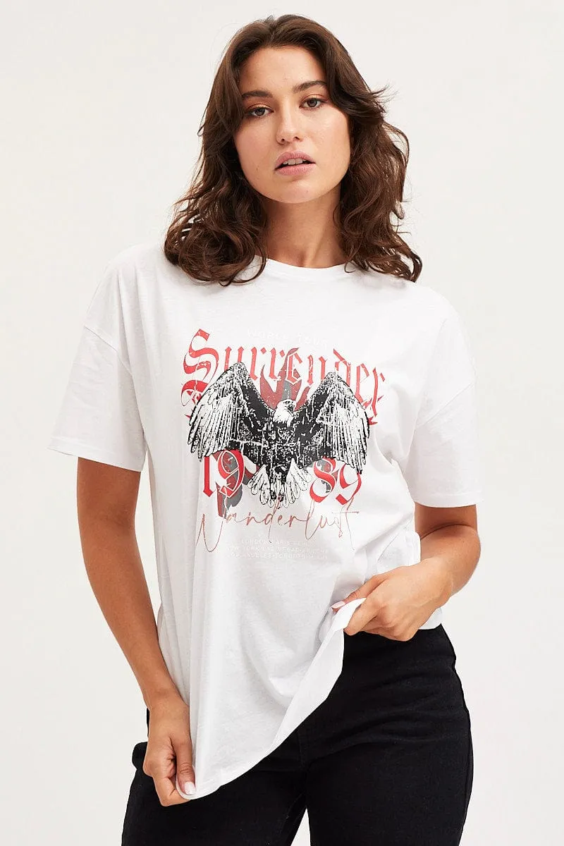 White Graphic T Shirt Short Sleeve