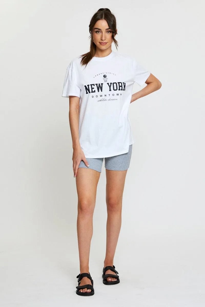 White Graphic T Shirt Short Sleeve