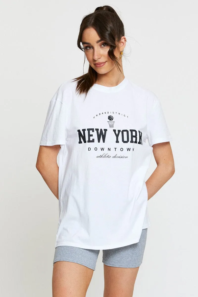 White Graphic T Shirt Short Sleeve