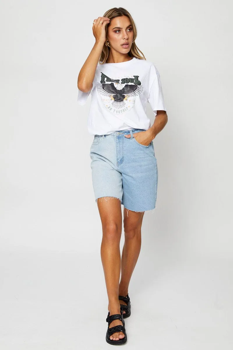White Graphic T Shirt Short Sleeve