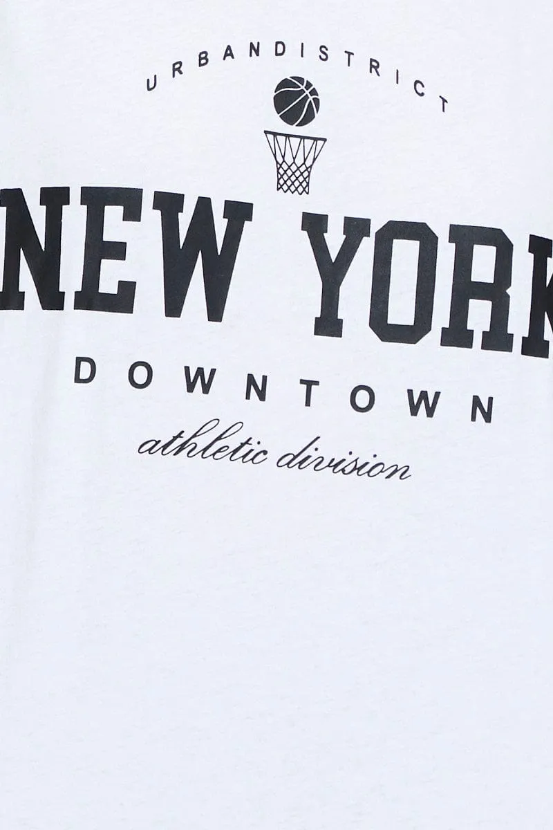 White Graphic T Shirt Short Sleeve